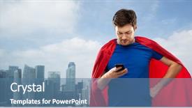  Presentation with super power - Beautiful PPT layouts featuring young man in red superhero backdrop and a teal colored foreground