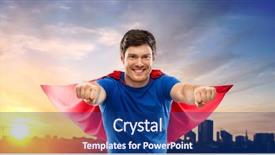  Presentation with super power - Theme enhanced with young man in red superhero background and a ocean colored foreground