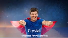  Presentation with super power - Beautiful slide set featuring young man in red superhero backdrop and a navy blue colored foreground