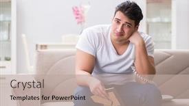  Presentation with saint - Beautiful theme featuring young man in sad saint valentine concept backdrop and a mint green colored foreground