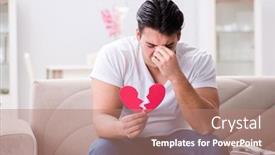  Presentation with valentine - Cool new presentation theme with young man in sad saint valentine concept backdrop and a coral colored foreground