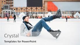  Presentation with ice rink - Amazing presentation having young-man-in-skates-sitting backdrop and a white colored foreground