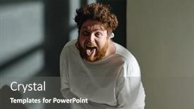  Presentation with mental hospital - PPT layouts featuring young-man-in-straitjacket-showing background and a gray colored foreground