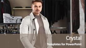  Presentation with young man and a woman - Amazing slides having young man in stylish coat backdrop and a  colored foreground