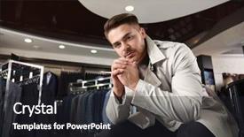  Presentation with powder coat - Audience pleasing slides consisting of young man in stylish coat backdrop and a  colored foreground