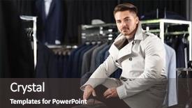  Presentation with one young man exercising handball - Slide set consisting of young man in stylish coat background and a  colored foreground