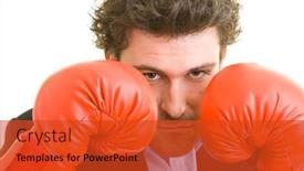  Presentation with boxing - Audience pleasing PPT layouts consisting of young-man-in-suit backdrop and a red colored foreground