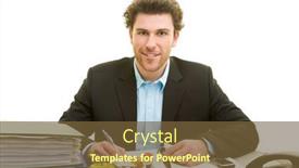  Presentation with desk - Theme featuring young-man-in-suit background and a tawny brown colored foreground