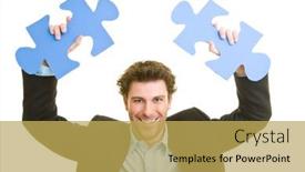  Presentation with puzzle pieces - Slide deck consisting of young-man-in-suit background and a yellow colored foreground