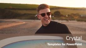  Presentation with staycation - Cool new theme with young-man-in-sunglasses-wearing backdrop and a tawny brown colored foreground