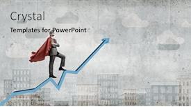  Presentation with super man - Presentation design having young man in super hero background and a light gray colored foreground
