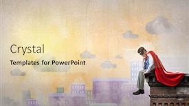  Presentation with super man - Colorful slides enhanced with young man in super hero costume sitting on roof backdrop and a lemonade colored foreground