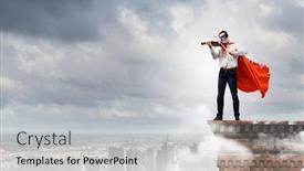  Presentation with superhero - Cool new presentation with young man in superhero costume playing violin backdrop and a light gray colored foreground