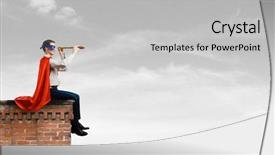  Presentation with costume - PPT theme consisting of young man in superhero costume background and a light gray colored foreground