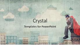  Presentation with costume - Presentation consisting of young man in superhero costume sitting on top of building background and a light gray colored foreground