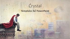  Presentation with superhero - Beautiful presentation featuring young man in superhero costume sitting on top of building backdrop and a lemonade colored foreground