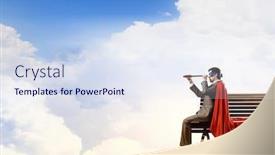  Presentation with man sitting bench - Amazing PPT layouts having young man in superhero costume sitting on bench backdrop and a sky blue colored foreground