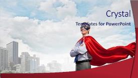  Presentation with super man - Presentation theme with young man in superhero costume background and a sky blue colored foreground