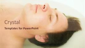  Presentation with body - Audience pleasing presentation design consisting of young man in the bath with whole body under and face is out focus on the nose mouth shallow dof backdrop and a lemonade colored foreground