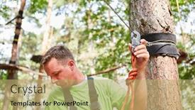  Presentation with climbing - Audience pleasing theme consisting of young-man-in-the-climbing backdrop and a coral colored foreground