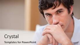  Presentation with thoughts - Audience pleasing PPT layouts consisting of disaster grief - young man in the living backdrop and a soft green colored foreground
