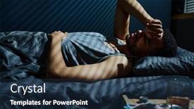  Presentation with ptsd - Presentation design having young-man-in-trouble-staying background and a navy blue colored foreground