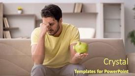  Presentation with unemployment - Presentation design having young-man-in-unemployment-concept background and a violet colored foreground