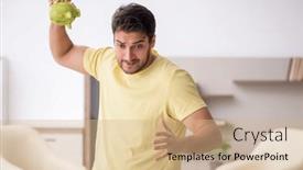  Presentation with unemployment - PPT theme featuring young-man-in-unemployment-concept background and a coral colored foreground