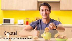  Presentation with young hackers in the concept - Slides with young man in unhealthy food background and a lemonade colored foreground