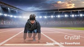  Presentation with mixed reality - PPT theme enhanced with young-man-in-virtual-reality background and a coral colored foreground