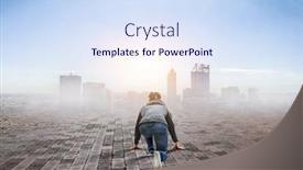  Presentation with mixed reality - Colorful presentation design enhanced with young-man-in-virtual-reality backdrop and a sky blue colored foreground