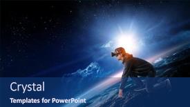  Presentation with mixed reality - Cool new presentation theme with young-man-in-virtual-reality backdrop and a ocean colored foreground