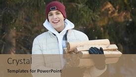  Presentation with recreation - Slide deck with young-man-in-warm-winter background and a coral colored foreground