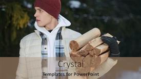  Presentation with recreation - Presentation theme with young-man-in-warm-winter background and a coral colored foreground