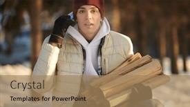  Presentation with recreation - Slide deck consisting of young-man-in-warm-winter background and a coral colored foreground