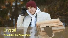  Presentation with recreation - Presentation theme consisting of young-man-in-warm-winter background and a coral colored foreground