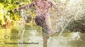  Presentation with water - Colorful PPT theme enhanced with young-man-in-water backdrop and a  colored foreground