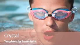  Presentation with swimming pool - Audience pleasing presentation design consisting of young-man-in-waters-sport and a coral colored foreground