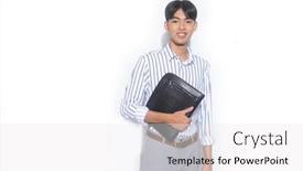  Presentation with long sleeve - Presentation theme consisting of young-man-in-wearing-long background and a white colored foreground