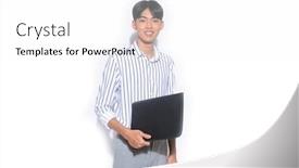  Presentation with long sleeve - PPT theme having young-man-in-wearing-long background and a white colored foreground
