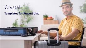  Presentation with departure - Audience pleasing slides consisting of young-man-in-wheel-chair backdrop and a sky blue colored foreground