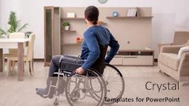  Presentation with wheel - Presentation design enhanced with young-man-in-wheel-chair background and a coral colored foreground