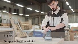  Presentation with processing - Presentation design consisting of young-man-in-workwear background and a light gray colored foreground