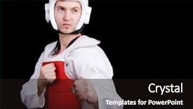  Presentation with black man - Presentation having young man intaekwondo gear background and a black colored foreground