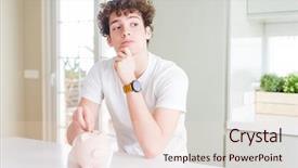  Presentation with investing - Amazing slides having young man investing money using backdrop and a lemonade colored foreground