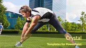  Presentation with adventure sports man - Presentation design consisting of wram up - urban sports - young man background and a tawny brown colored foreground