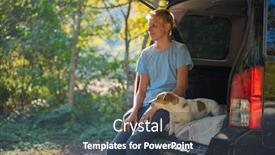  Presentation with russell - PPT layouts with young-man-is-resting background and a tawny brown colored foreground