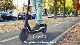  Presentation with pathways - Audience pleasing PPT theme consisting of traffic - young man is riding backdrop and a gray colored foreground