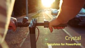  Presentation with pathways - Slide set with electrical - young man is riding background and a tawny brown colored foreground