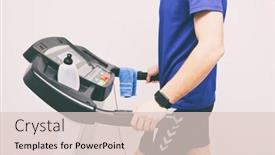  Presentation with running treadmill - Amazing PPT theme having young-man-is-running backdrop and a lemonade colored foreground